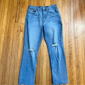Madewell High Rise Slim Boy Jean Boyfriend Jean Women 28 Distressed Meas 30x27.5